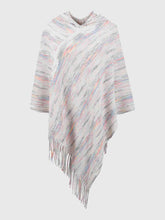 Load image into Gallery viewer, Winter skies Fringe Hem Hooded Poncho
