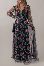 Load image into Gallery viewer, Winter evening Somcked Floral V-Neck Long Sleeve Dress
