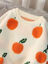 Load image into Gallery viewer, Georgia Peach Printed Round Neck Drop Shoulder Sweater
