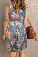 Load image into Gallery viewer, Double Take Printed Scoop Neck Sleeveless Buttoned Magic Dress with Pockets
