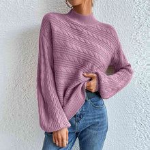 Load image into Gallery viewer, Snow drop Sleeve - Cable-Knit Mock Neck Long Sleeve Sweater
