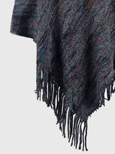 Load image into Gallery viewer, Winter skies Fringe Hem Hooded Poncho
