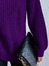 Load image into Gallery viewer, Winter Gathering Full Size Turtleneck Rib-Knit Slit Sweater
