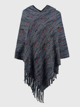 Load image into Gallery viewer, Winter skies Fringe Hem Hooded Poncho
