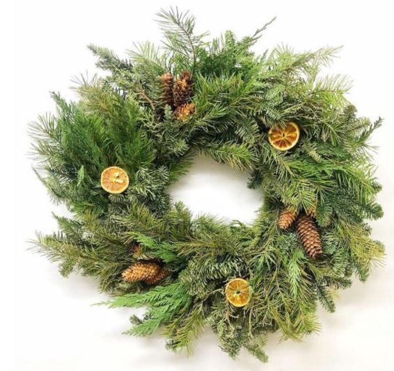 Citrus and Pine Winter Christmas Wreath