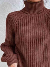 Load image into Gallery viewer, Winter Gathering Full Size Turtleneck Rib-Knit Slit Sweater
