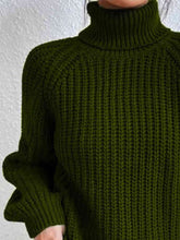 Load image into Gallery viewer, Winter Gathering Full Size Turtleneck Rib-Knit Slit Sweater
