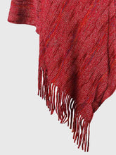 Load image into Gallery viewer, Winter skies Fringe Hem Hooded Poncho
