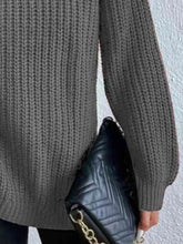 Load image into Gallery viewer, Winter Gathering Full Size Turtleneck Rib-Knit Slit Sweater
