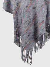 Load image into Gallery viewer, Winter skies Fringe Hem Hooded Poncho
