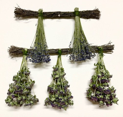 Dried Lavender Bundles & Dried Lemon Mint Hangers Set of 2 Country Home decor// lavender swags//Made and Grown in the USA // Mother's Day!