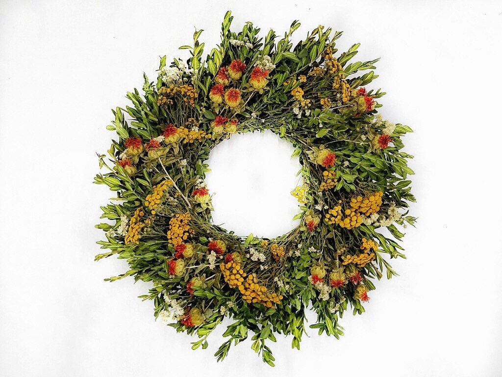 Forever Summer yellow fields dried flower wreath spring summer and fall wreath 22 Inch