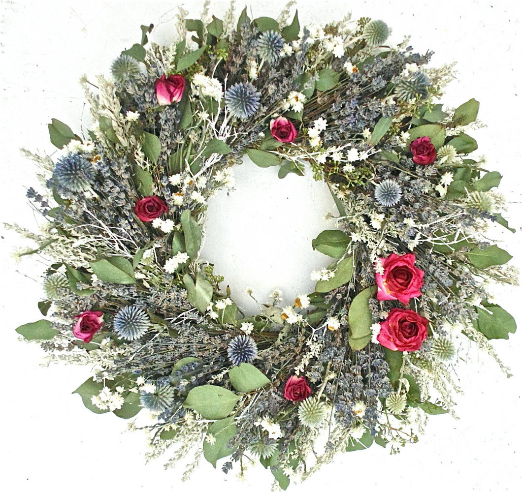 Romantic Winter Garden. Eucalyptus and dried Floral Wreath - Wonderful Christmas wreath