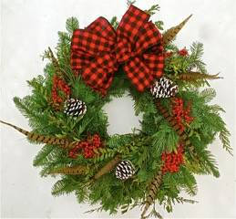 Fresh Winter Plaid and Feather Wreath- 22