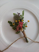 Load image into Gallery viewer, Custom dried flower boutonniere to coordinate with the bridal bouquet.
