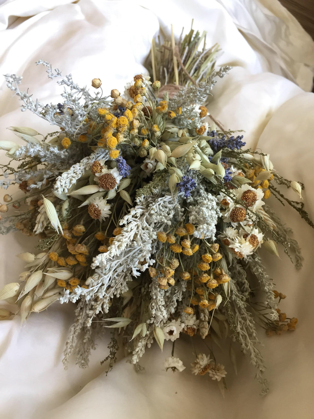 Yellow Fields Wedding Bridal Bridesmaid dried flower boho country rustic bouquet -rustic fall flower bouquet or swag August delivery