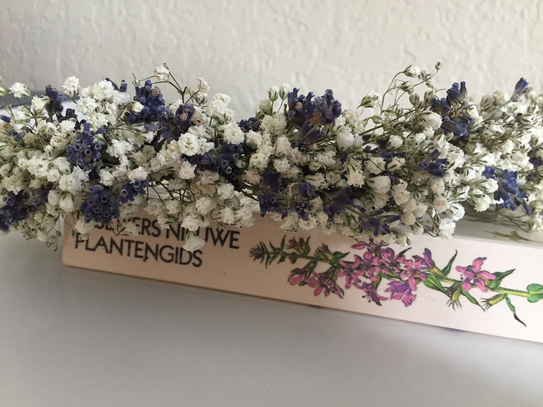 Babies Breath and Dried Lavender flower crown