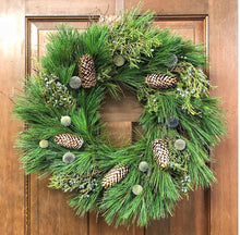Load image into Gallery viewer, Blue Pineland Winter woodland Christmas Holiday fresh wreath
