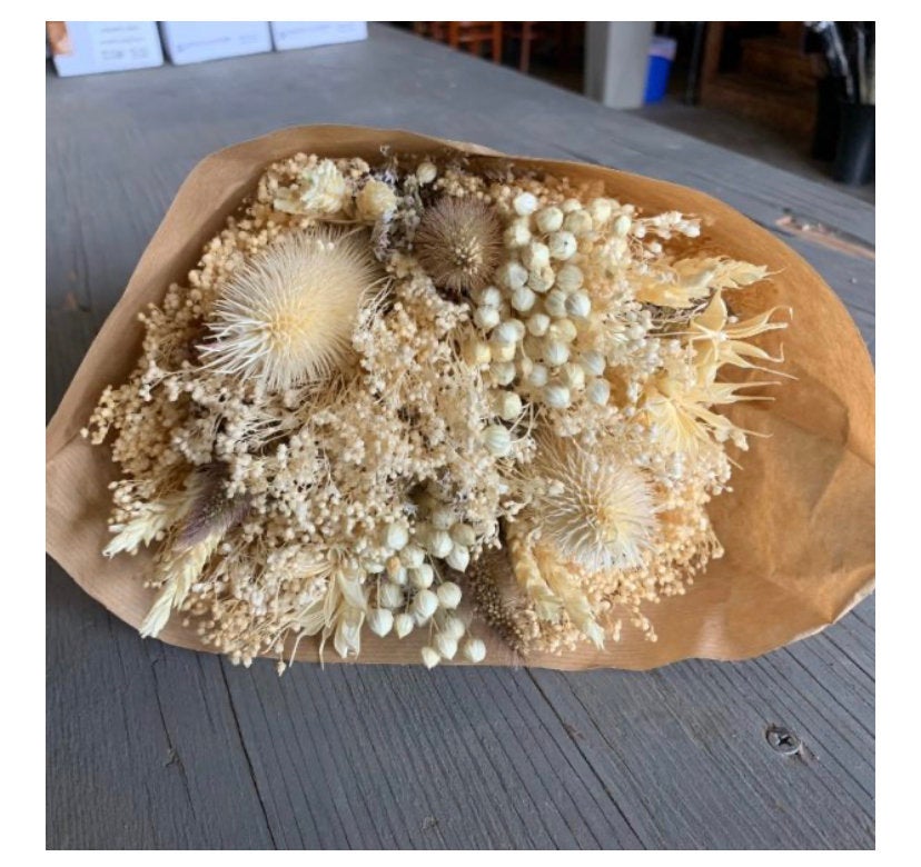 Ivory Dried Blooms- dried floral bouquet - lovely Fall/Autumn, Winter and summer bouquet
