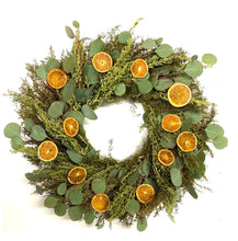 Load image into Gallery viewer, Dried citrus, floral and eucalyptus wreath 22 inch
