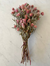 Load image into Gallery viewer, Sweetheart pink dried flower bouquet - in paper heart wrap- Mother’s Day dried flower bouquet
