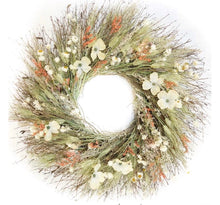 Load image into Gallery viewer, Apricot rose and flowering dogwood wreath. -Our signature Giving back to Moms event wreath now through Mothers Day -22 inch
