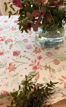 Load image into Gallery viewer, Ranunculus Garden Vintage bulb garden linen blend Christmas winter tablecloth
